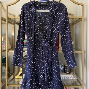 Realisation Navy dot wrap dress (silk)